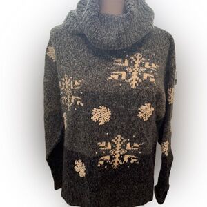 PBJ SPORT Vintage Snowflake  Sweater with Pearl Beads. Size Medium
